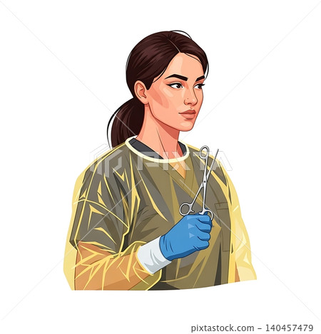Female Trauma Surgeon Holding Hemostat Flat Vector Illustration Female Trauma Surgeon Holding Hemostat Flat Vector Illustration 140457479