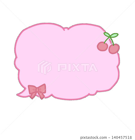 Cute pink speech bubble frame with cherries and ribbons Cute pink speech bubble frame with cherries and ribbons 140457518
