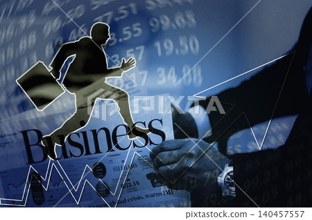 businessman supporting growtn in economy on chart 140457557