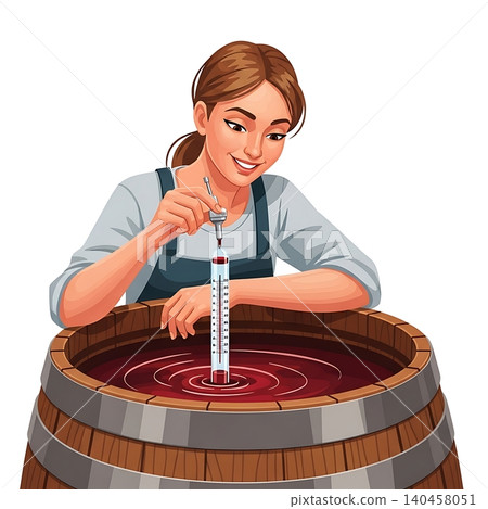 Female Vinegar Artisan Checking Hydrometer Female Vinegar Artisan Checking Hydrometer 140458051
