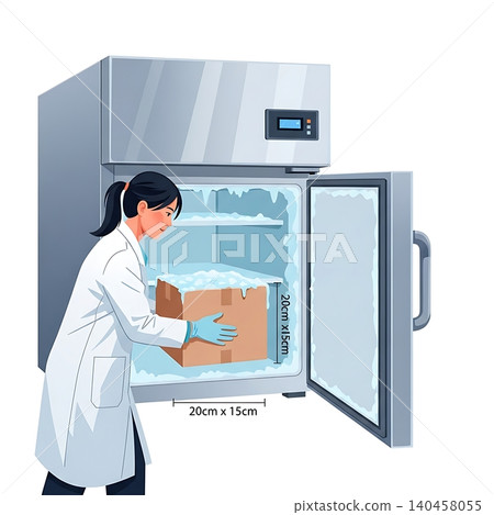 Female Virology Assistant Retrieving Frozen Samples 140458055