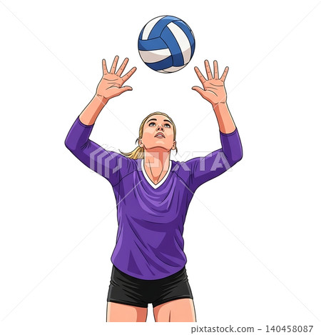 Female Volleyball Setter Passing Ball Female Volleyball Setter Passing Ball 140458087