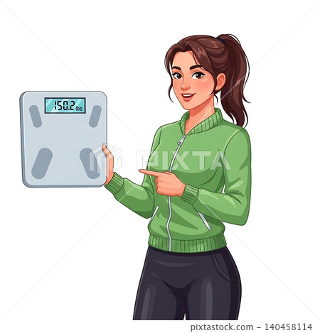 Female Weight Loss Coach with Digital Scale Female Weight Loss Coach with Digital Scale 140458114
