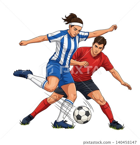 Female Winger Executing Nutmeg Dribble Female Winger Executing Nutmeg Dribble 140458147