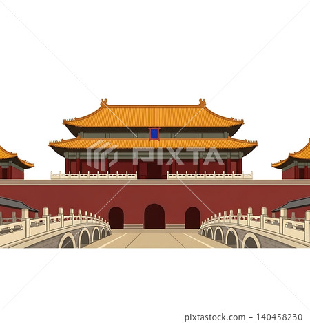 Forbidden City Palace Beijing China Landmark Flat Vector Forbidden City Palace Beijing China Landmark Flat Vector 140458230