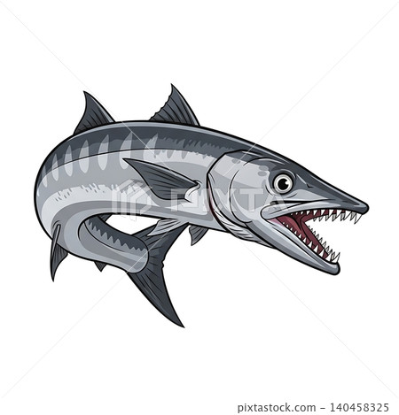Gray Barracuda Explosive Strike Hunting Jaw Flat Vector Gray Barracuda Explosive Strike Hunting Jaw Flat Vector 140458325