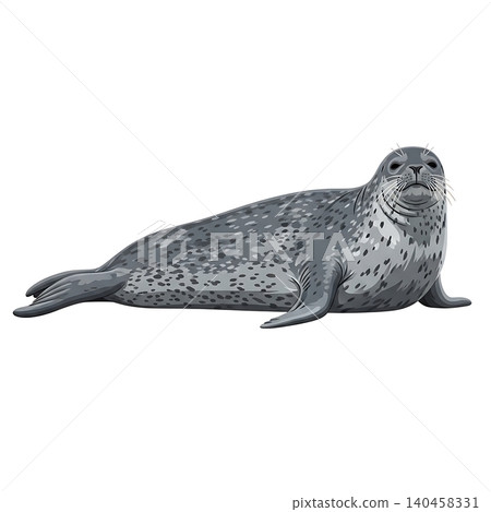 Gray Leopard Seal Spotted Fur Predator Flat Vector Gray Leopard Seal Spotted Fur Predator Flat Vector 140458331