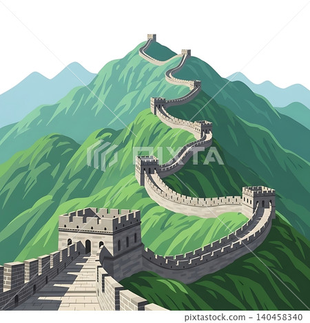 Great Wall of China Mountain Landmark Flat Vector Great Wall of China Mountain Landmark Flat Vector 140458340