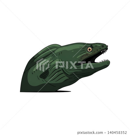 Green Moray Eel Reef Predator Flat Vector Green Moray Eel Reef Predator Flat Vector 140458352