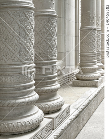 Ornate stone pillars forming classical architectural pattern Ornate stone pillars forming classical architectural pattern 140458582