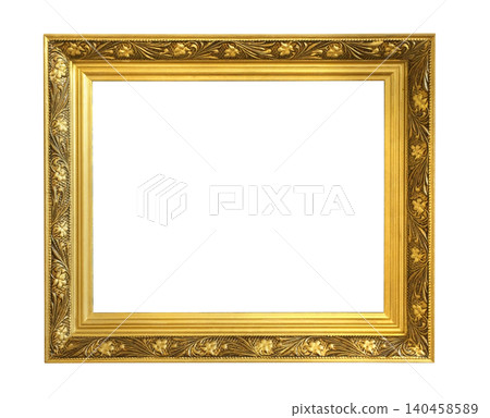 Ornate gold antique picture frame with floral carvings Ornate gold antique picture frame with floral carvings 140458589