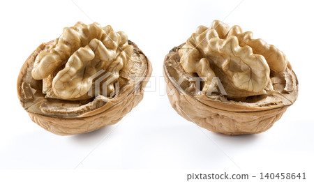 Walnut in closeup on white background Walnut in closeup on white background 140458641