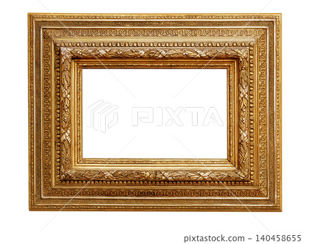 Ornate antique gold picture frame with blank space Ornate antique gold picture frame with blank space 140458655