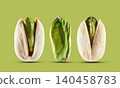 Pistachio nuts in closeup on pistachio background 140458783