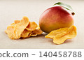 Mango slices dehydrated in closeup 140458788
