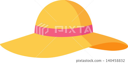 Wide Brim Hat With Pink Band for Sun Protection During Summer Activities Wide Brim Hat With Pink Band for Sun Protection During Summer Activities 140458832