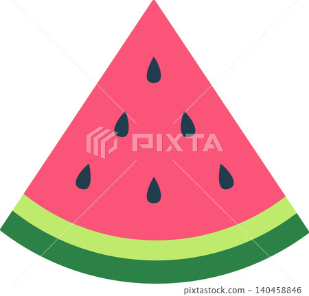 Slice of Watermelon With Seeds and Rind in Simple Graphic Design Slice of Watermelon With Seeds and Rind in Simple Graphic Design 140458846