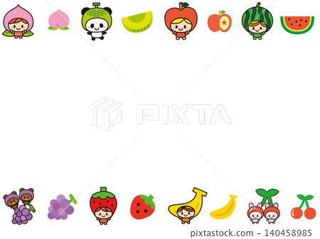 Fruit, frame, fruit, strawberry, apple, banana, melon, apple, grape, watermelon, mandarin orange, orange, peach Fruit, frame, fruit, strawberry, apple, banana, melon, apple, grape, watermelon, mandarin orange, orange, peach 140458985