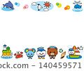 Sea, summer, frame, animals, aquarium, children, kindergarten, nursery school, August, sailboat, penguin, mouse, bear, fish 140459571