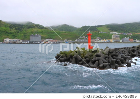 Kafuka Port and townscape (photographed from a ferry in Rebun Town, Hokkaido) Kafuka Port and townscape (photographed from a ferry in Rebun Town, Hokkaido) 140459899