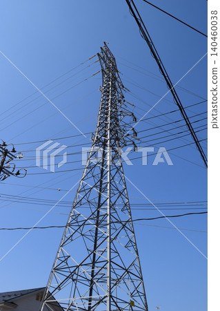 Transmission tower high voltage alternating current Transmission tower high voltage alternating current 140460038