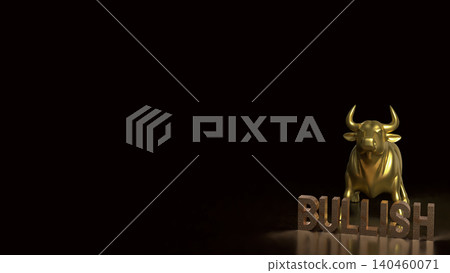 Golden Bullish Market Symbol On Dark Background 3d render. Golden Bullish Market Symbol On Dark Background 3d render. 140460071