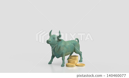 Bull Market Wealth Concept With Coins On White Background 3d render. Bull Market Wealth Concept With Coins On White Background 3d render. 140460077
