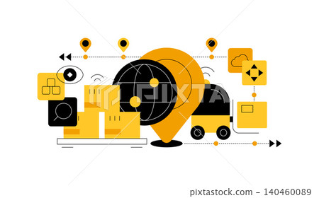 Logistics and delivery. Automation of processes. Flat illustration Logistics and delivery. Automation of processes. Flat illustration 140460089