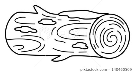Vector black and white log of wood icon. Woodland, forest or garden tree plank covered with moss clipart. Nature line timber object illustration, coloring page isolated on white background Vector black and white log of wood icon. Woodland, forest or garden tree plank covered with moss clipart. Nature line timber object illustration, coloring page isolated on white background 140460509