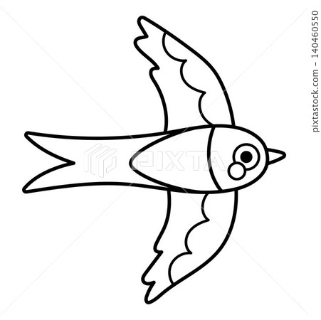 Vector black and white cartoon swallow. Funny line flying bird clipart. Cute forest animal icon for kids. Outline woodland element. Woods wildlife illustration, coloring page 140460550