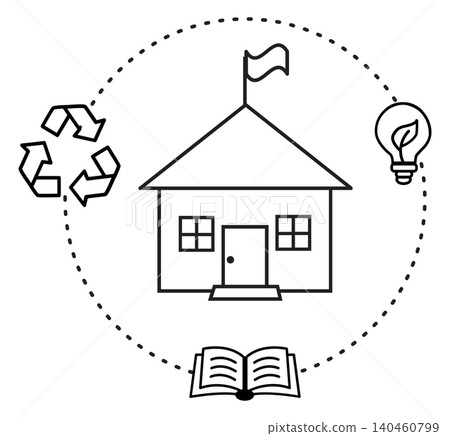 Eco Education Center icon. Environmental Education Concept. Eco Learning Center Line Art Vector. flat style. 140460799
