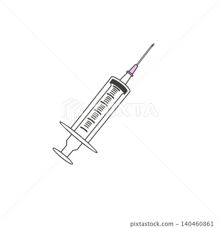 Illustration material: Syringe illustration / Medical instrument / Pink / 20G Illustration material: Syringe illustration / Medical instrument / Pink / 20G 140460861