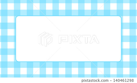 Fluorescent blue neon gingham check frame, pop horizontal decorative frame, blue 140461298