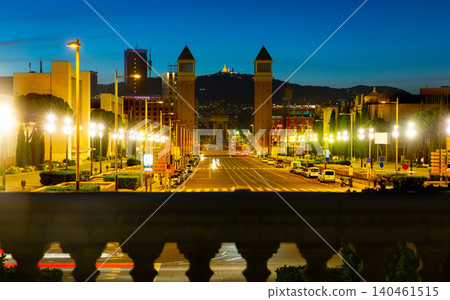 View of Avinguda de la Reina Maria Cristina in evening View of Avinguda de la Reina Maria Cristina in evening 140461515