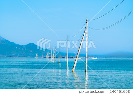 Kumamoto, high tide on the Osabeta seabed road Kumamoto, high tide on the Osabeta seabed road 140461608