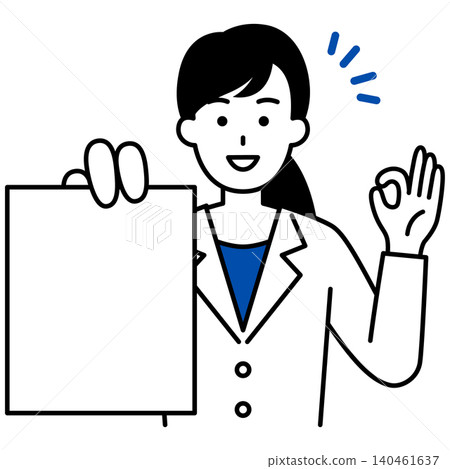 The female doctor shows the documents and gives the OK sign. The female doctor shows the documents and gives the OK sign. 140461637