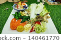 Traditional Thai Crab Dip with Coconut Milk and Beautiful Carved Vegetables 140461770