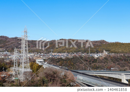 Streetscape near Sagamihara Interchange on the Ken-O Expressway (Midori Ward, Sagamihara City, Kanagawa Prefecture) 140461858