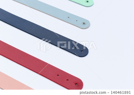 pastel colorful leather strap isolated on white background pastel colorful leather strap isolated on white background 140461891
