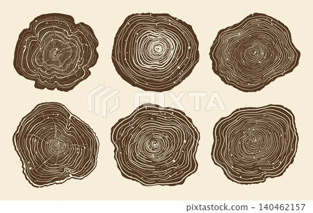 Tree ring trunk ring set wood grain backgrounds hand drawn pattern abstract woodcut organic design Tree ring trunk ring set wood grain backgrounds hand drawn pattern abstract woodcut organic design 140462157