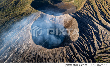 Aerial view of Mt.Bromo crater in Bromo Tengger Semeru National Park located in East Java of Indonesia. Aerial view of Mt.Bromo crater in Bromo Tengger Semeru National Park located in East Java of Indonesia. 140462555