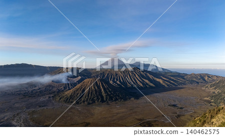 Scenery view of the volcanic complex in Bromo Tengger Semeru National Park at dawn located in East Java of Indonesia. 140462575