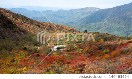 [栃木縣]那須山：從牛角眺望的紅葉、姥平 140463464