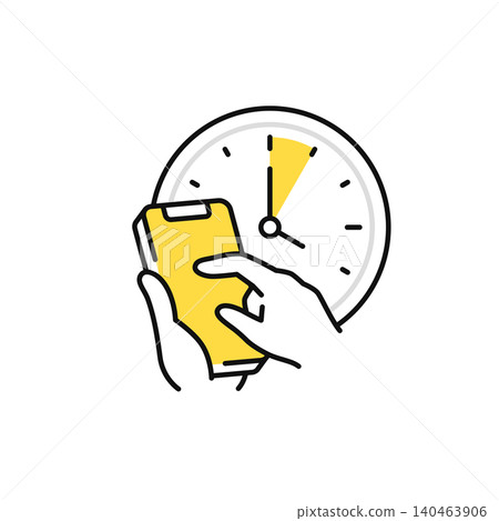 用於描述閒暇時間使用智慧型手機的向量圖示插圖素材。 140463906