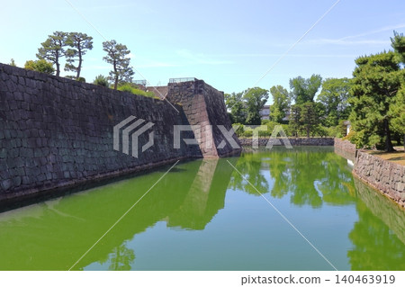 A view of the site of the main keep of Nijo Castle from the West Bridge (Kyoto City, Kyoto Prefecture) 140463919
