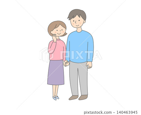 年輕男女的簡單全身插圖 年輕男女的簡單全身插圖 140463945