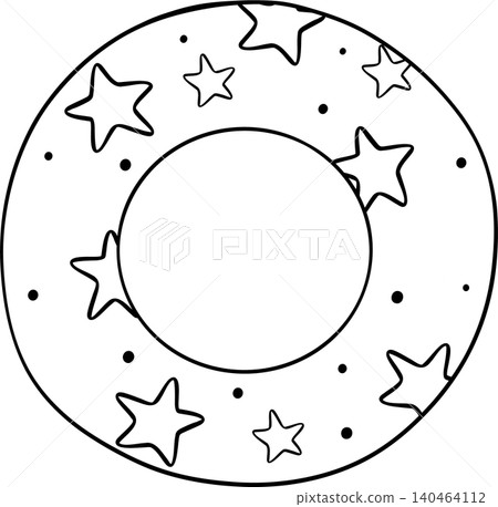 Groovy 4th of July outline, Star Pattern Inflatable Ring Doodle Hand Drawn Groovy 4th of July outline, Star Pattern Inflatable Ring Doodle Hand Drawn 140464112