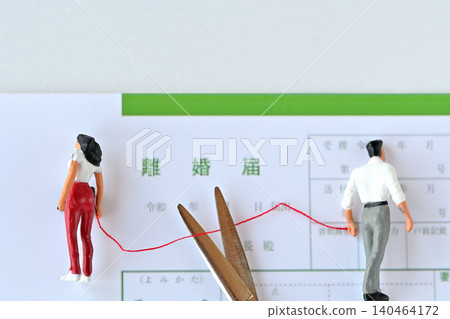 Scissors used to cut a red thread symbolize separation and divorce. Scissors used to cut a red thread symbolize separation and divorce. 140464172