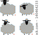 Sheep / Traditional Japanese pattern: Seigaiha (wave pattern) 140464233