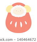 New Year's card material featuring a sheep-shaped Daruma doll 140464672